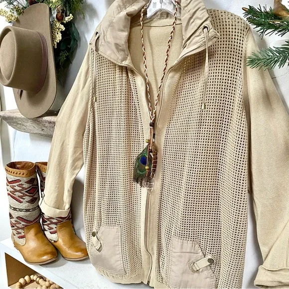 Safari MESH boho spring/summer cardigan/cover up/jscket resort cruise vacay vibe - Picture 11 of 12